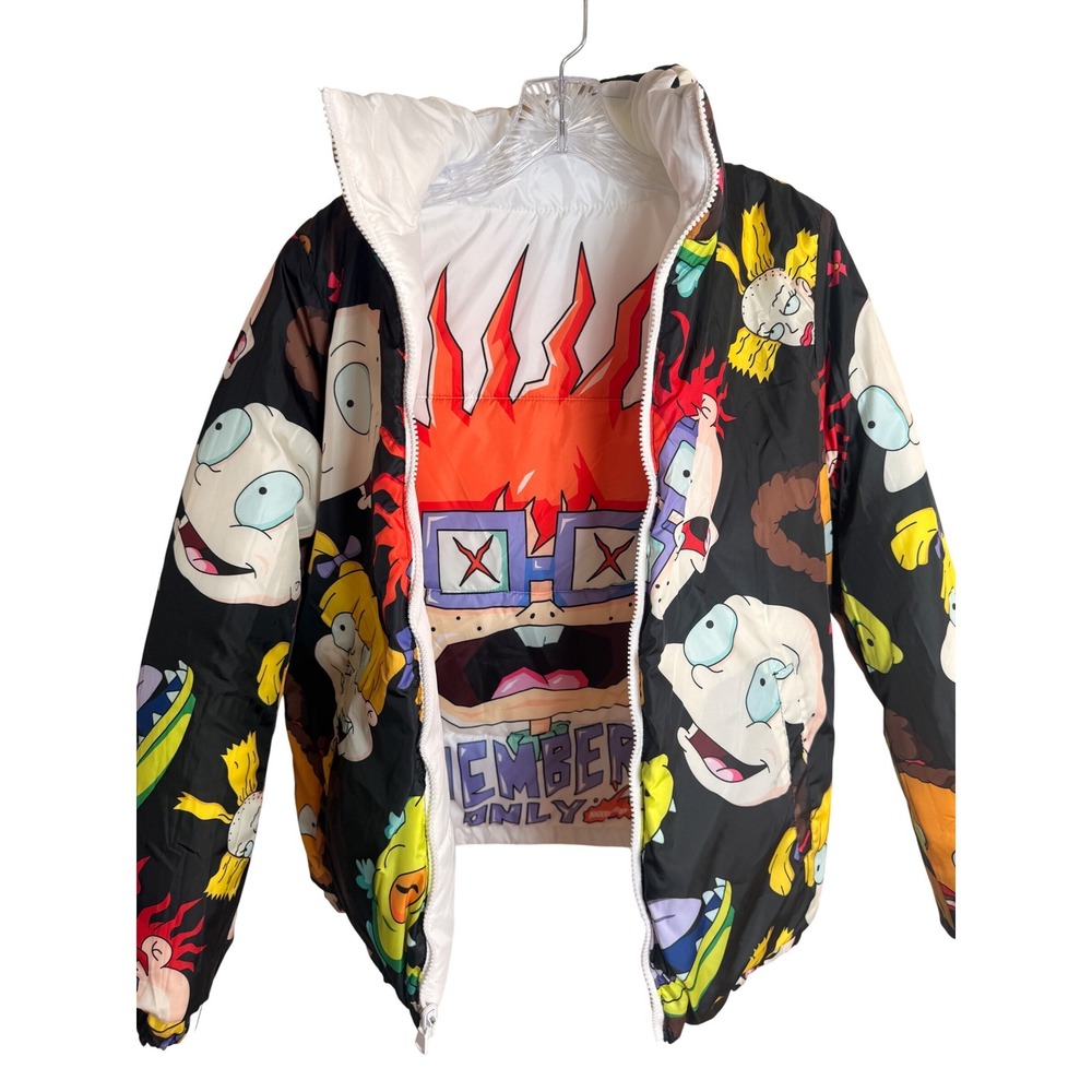 Members Only Rugrats Reversible Puffer Jacket Mens Med White Nickelodeon 90s - Picture 6 of 11